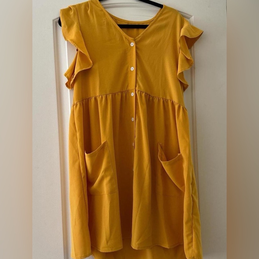 Mustard button down dress